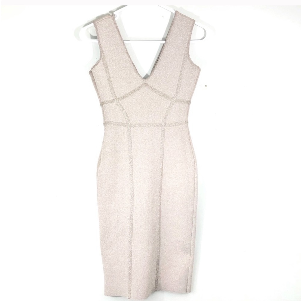 Champagne Gold Bandage BCBG cocktail dress